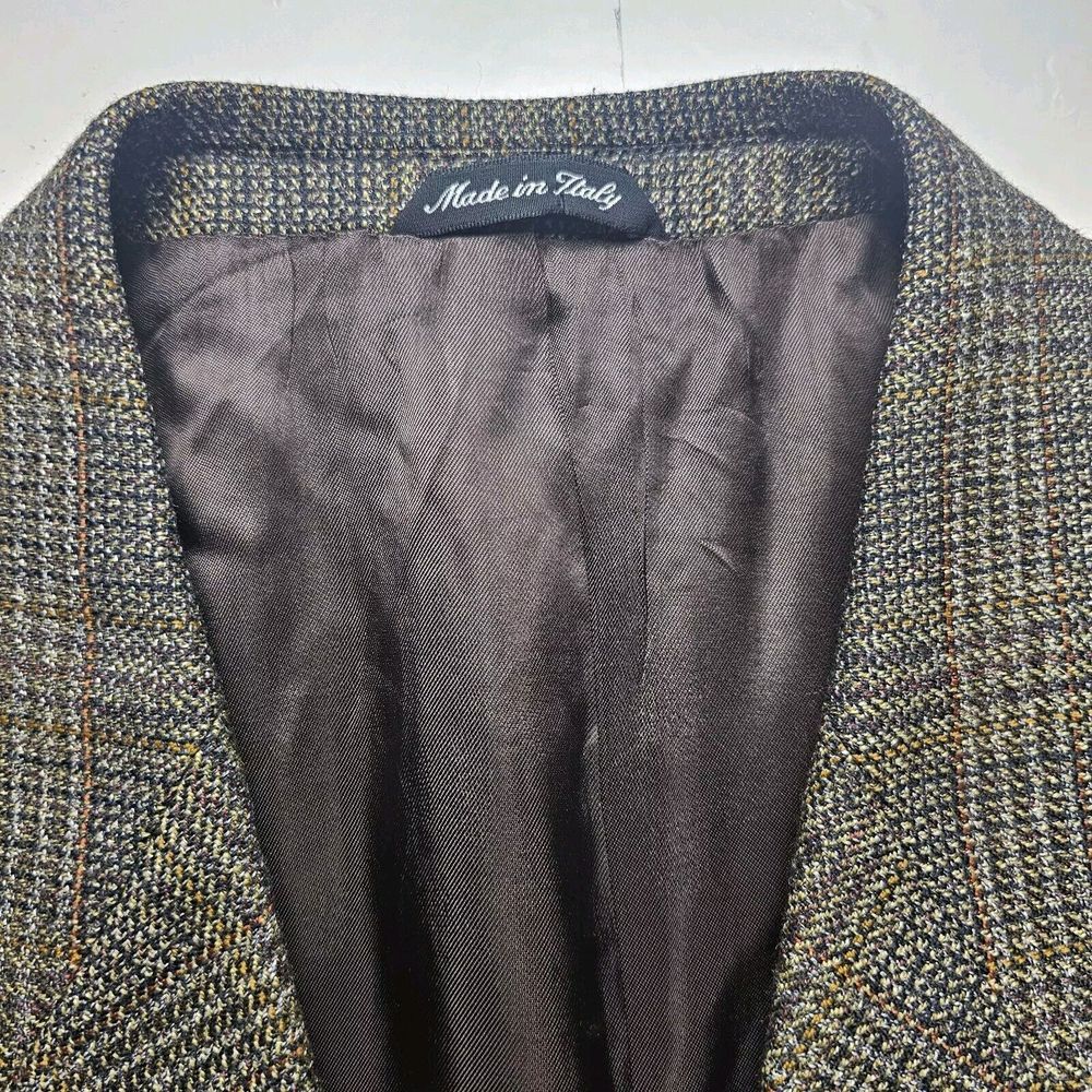 Vito Rufolo Sport Coat Jacket 100% Wool 42R Made in Italy Brown Windowpane Plaid - Picture 4 of 11